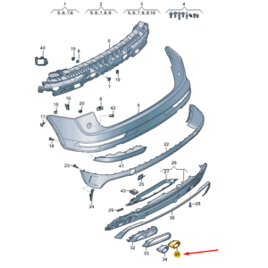 AUDI Q5 80A Rear Exhaust Right Inner Pipe Trim 80A807834ET94 ORIGINAL
