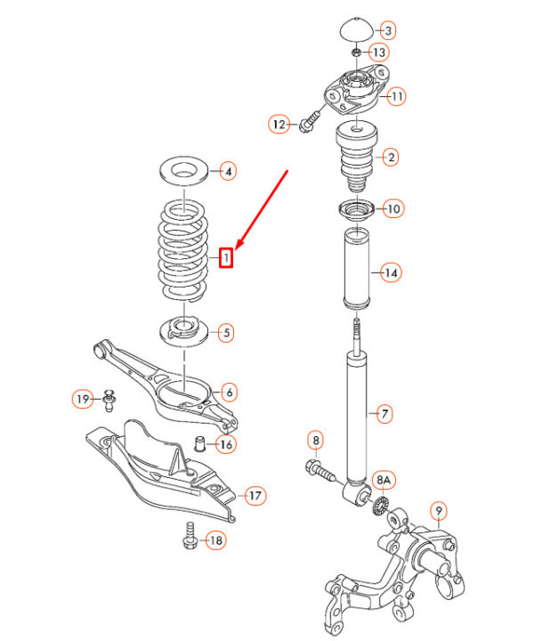 AUDI A3 8P Rear Coil Spring 8P0511115BN ORIGINAL