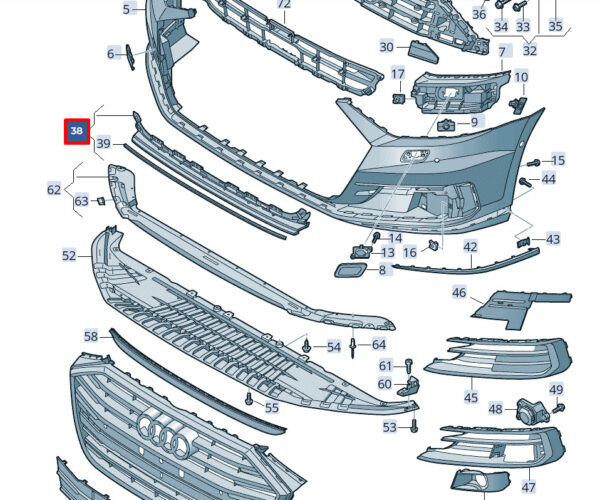 AUDI A8 4 Front Bumper Lower Grille 4N0807697AGRU ORIGINAL - Image 2
