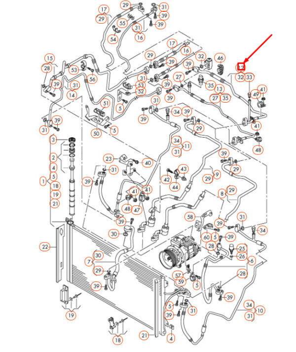 AUDI Q7 4L A/C Refrigerant Line LHD 7L6820743H ORIGINAL
