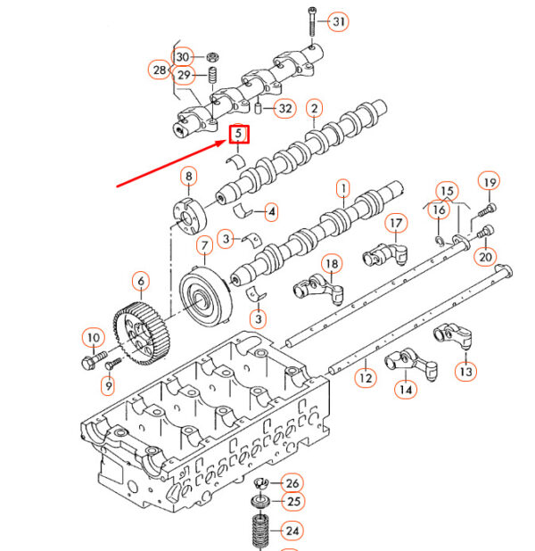 AUDI A3 8P Outlet Camshaft Bearing Shell 03G103652A ORIGINAL