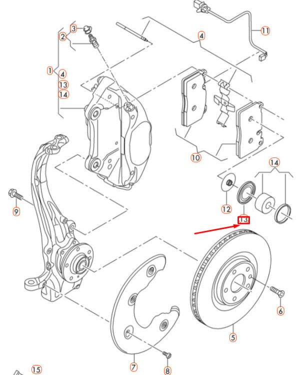 AUDI A6 C7 Front Fixed Caliper Gasket Set 8R0698472 ORIGINAL - Image 2