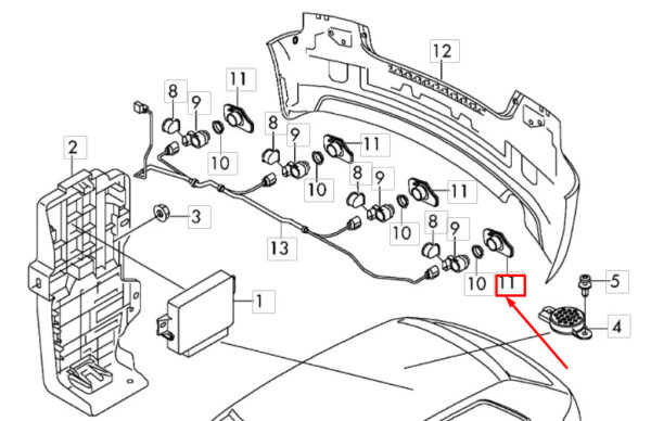 AUDI A3 8P Rear Left Ultrasound Sensor Support 8P7919289 ORIGINAL - Image 2