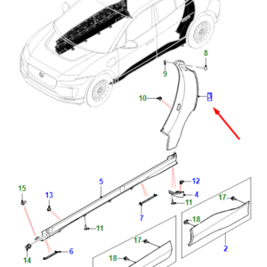 JAGUAR I-PACE X590 Rear Left Door Inner Finisher T4K5228 ORIGINAL