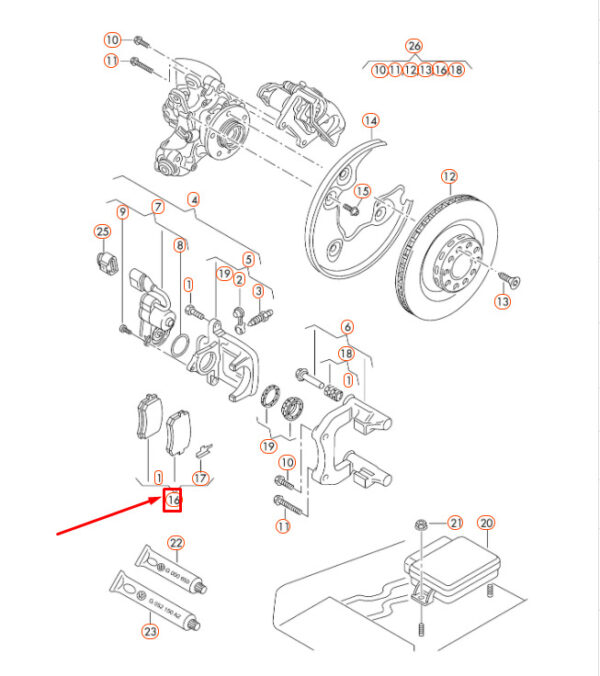 AUDI Q5 8R Rear Wheel Brake Pads Set 8K0698451E ORIGINAL - Image 2