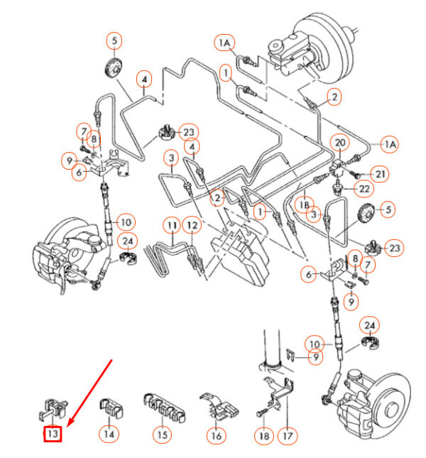 AUDI A2 8Z Front Brake Line Bracket 2 Point 8Z0611797 ORIGINAL - Image 2