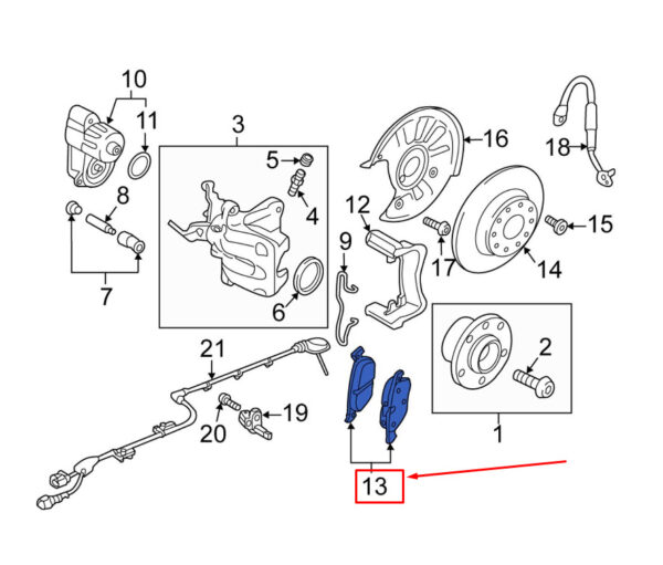 AUDI Q3 F3 Rear Brake Pads 3Q0698451N ORIGINAL - Image 2