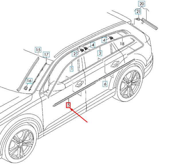 AUDI Q7 4M Front Right Door Window Slot Seal 4M08532843Q7 ORIGINAL - Image 2