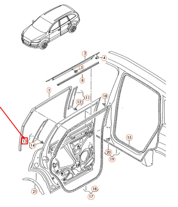 AUDI Q7 4L Rear Right Door  C-Pillar Trim 4L0839904Y9B ORIGINAL