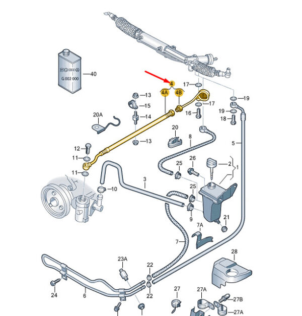AUDI A4 B7 Power Steering Expansion Hose LHD 8E1422893DK ORIGINAL - Image 2