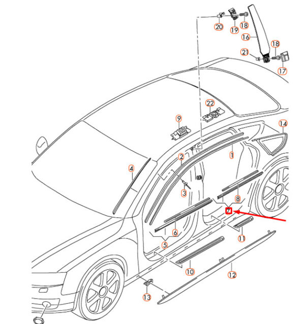 AUDI A5 8T Rear Right Door Window Slot Seal Trim Strip 8T8853764F2ZZ ORIGINAL