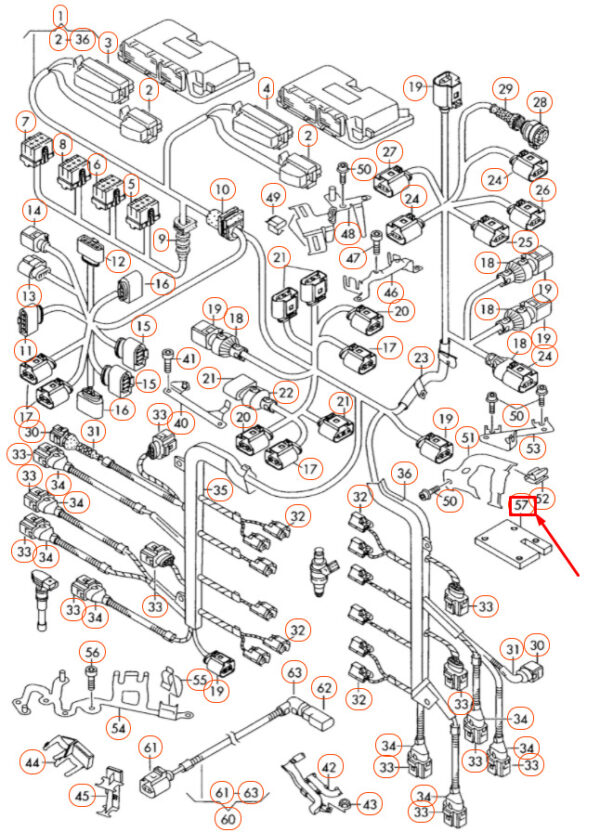 AUDI A8 D3 Engine Wiring Harness Heat Protection 8L9201963 ORIGINAL - Image 2
