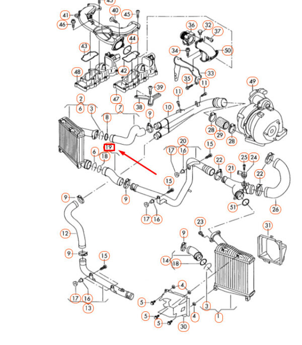 AUDI Q7 4L Right Lower Charge Air Cooler Pressure Hose 7L6145708H ORIGINAL - Image 2