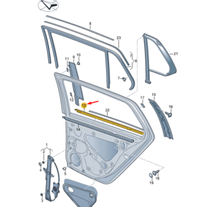SKODA SUPERB MK3 Rear Left Door Outer Aperture Seal 3V9839475JJV1 ORIGINAL