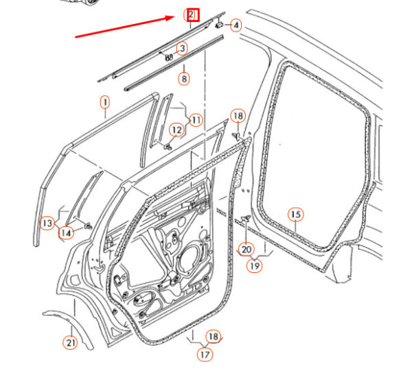 AUDI Q7 4L Rear Left Door Outer Window Aperture Seal 4L0839477 ORIGINAL - Image 4
