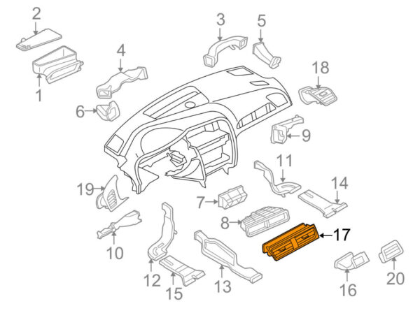 Audi A5 8T Dashboard Center Air Vent Duct LHD 8T1820951EWVF ORIGINAL