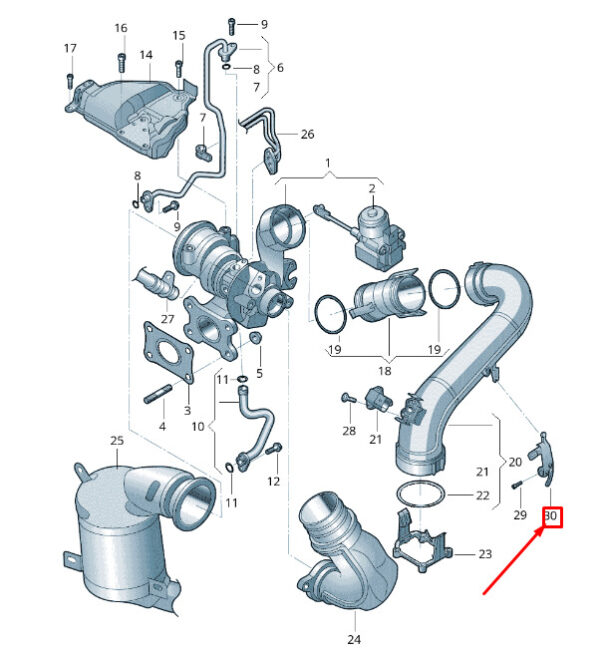 AUDI A4 Avant B9 Engine Pressure Pipe Support 04E145532 ORIGINAL