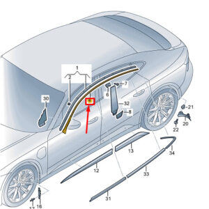 AUDI E-TRON GT Right Upper Door Opening Trim Seal 9J1853912B ORIGINAL