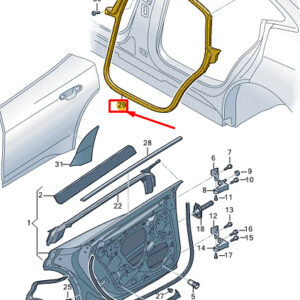 AUDI E-TRON GT Rear Right Inner Door Seal Rubber 4J3833722D ORIGINAL