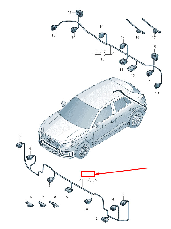 AUDI Q2 GA Front Bumper Wiring Set 81A971085F ORIGINAL 1 AUDI Q2 GA Front Bumper Wiring Set 81A971085F ORIGINAL