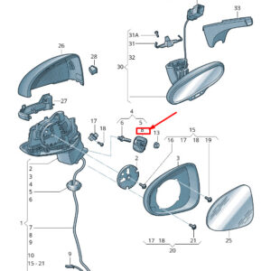 AUDI RS3 Right Exterior Mirror Seal LHD 8V1867130 ORIGINAL