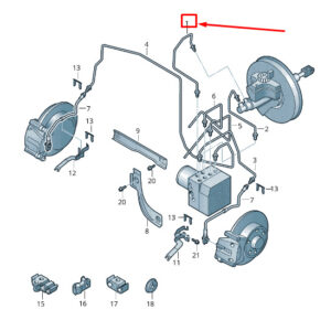 AUDI Q3 8U Brake Pipe From Brake Cylinder To Hydraulics 5N1614739E ORIGINAL