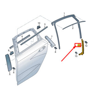 AUDI A3 Sportback 8Y Rear Right Side Window Guide Rail 8Y0839068 ORIGINAL