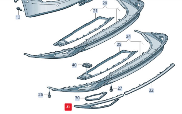 AUDI Q8 4MN Rear Bumper Lower Right Trim 4M8807514T94 ORIGINAL