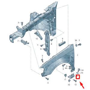 AUDI A3 Sportback 8P Front Right Lower Fender Bracket 8P0821166A ORIGINAL