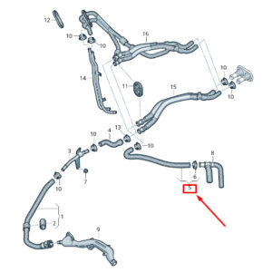 AUDI Q7 4M Engine Coolant Hose 4M0819372BR ORIGINAL