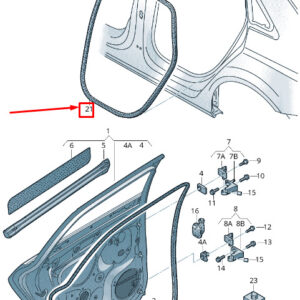 AUDI A3 Sportback 8V Rear Inner Door Sealing Rubber 8V5833721A ORIGINAL