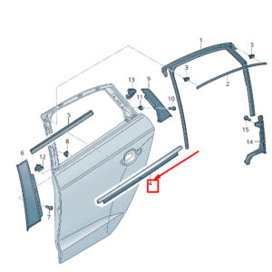 AUDI A3 Sportback 8V Rear Right Outer Door Window Seal 8V5839478A ORIGINAL