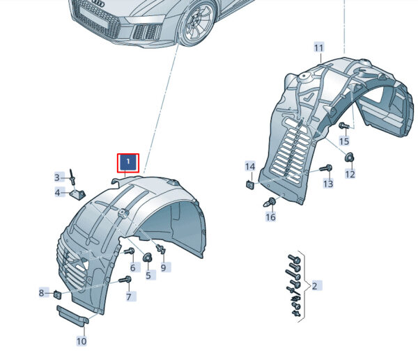 AUDI R8 4S Front Left Inner Arch Liner 4S0821171D ORIGINAL