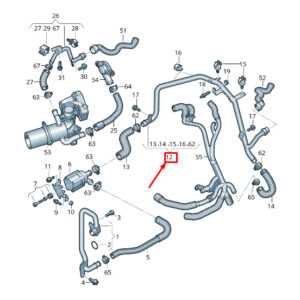 AUDI Q5 FY Rear Coolant Pipe With Coolant Hose 04L122157AQ ORIGINAL