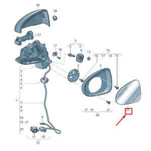 AUDI A3 Sportback 8V Front Right Door Mirror Glass 8V0857536K ORIGINAL