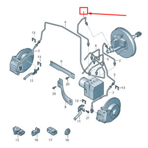 AUDI Q3 8U Brake Pipe From Brake Cylinder To Hydraulics 5N1614739D ORIGINAL