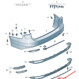 AUDI A6 4A C8 Rear Center Bumper Trim 4K0853551T94 ORIGINAL