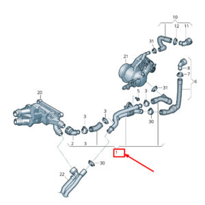 AUDI Q3 F3 Coolant Pipe With Coolant Hose 3Q0121064AE ORIGINAL
