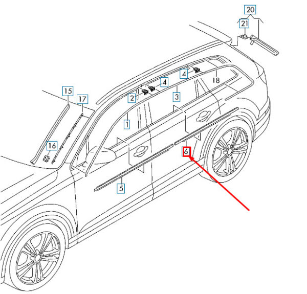 AUDI Q7 4M Rear Left Door Window Slot Seal 4M08537633Q7 ORIGINAL
