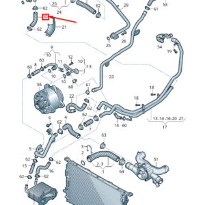 AUDI A8 4H Rear Engine Coolant Hose 07P121062AB ORIGINAL