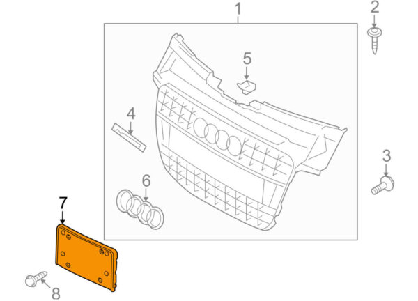 Audi A5 8T Front Bumper License Bracket Mount 8T0807285C3FZ ORIGINAL