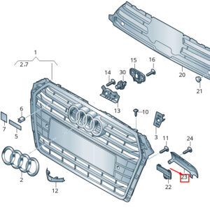 AUDI A4 Avant B9 Right Radiator Grille Cover 8W0853037E ORIGINAL