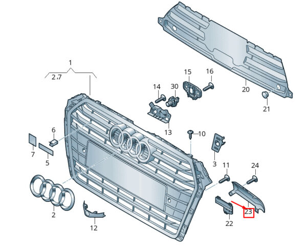 AUDI A4 Avant B9 Right Radiator Grille Cover 8W0853037E ORIGINAL