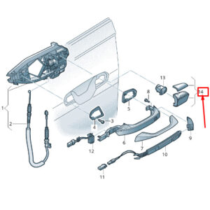 AUDI A8 4N Rear Right Exterior Door Handle Cover 4N0839876AGRU ORIGINAL