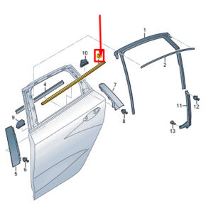 AUDI A3 8Y Rear Right Outer Door Window Slot Seal 8Y0839476D3Q7 ORIGINAL