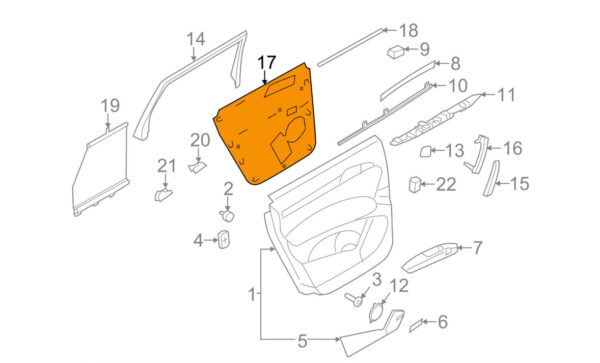 Audi Q7 4L Rear Left Side Door Panel Sound Absorber 4L0863981 ORIGINAL