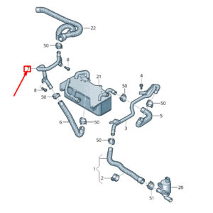 AUDI A8 4H Rear Right Engine Coolant Pipe 4H0121485T ORIGINAL
