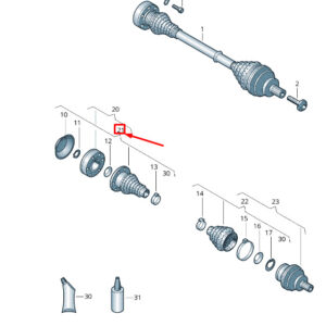 AUDI TT FV Rear Inner Axle CV Joint Boot 8V0598201 ORIGINAL