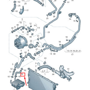 AUDI A8 4H Rear Engine Coolant Hose 07P121062AC ORIGINAL