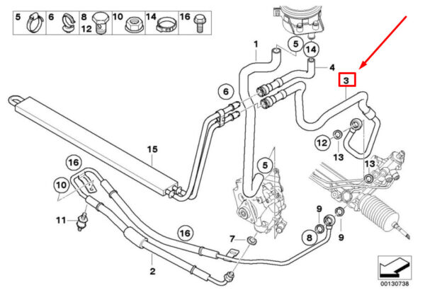 BMW X5 E53 Power Steering Return Line 32416763979 6763979 ORIGINAL - Image 5
